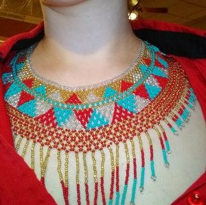 Handmade beaded clay necklace from Mexico